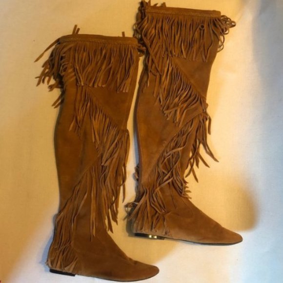 Sam Edelman “Uri” Suede Over-the-Knee Fringe Boots - Picture 1 of 8